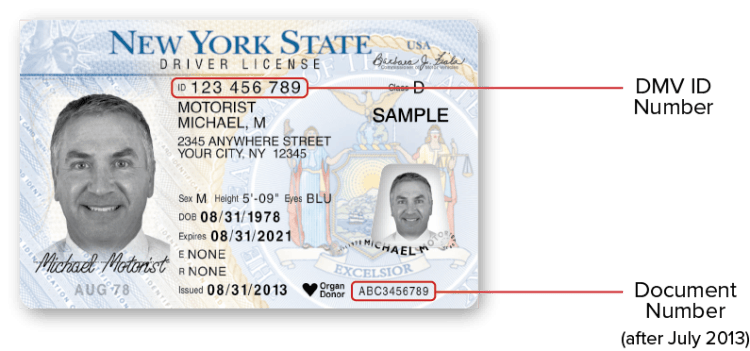Sample NYS Standard Driver License after July 2013 – Front Sample NYS Standard Driver License after July 2013 – Front